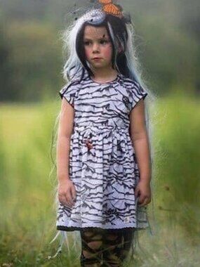 Girls Bijou Sauvage Clothier Sweeney Todd Halloween Black White Moth Dress sz 10